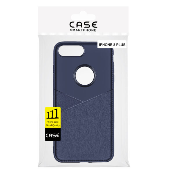 APPLE IPHONE 8 PLUS TPU Leather feel Case Leather Fit Flexible Slim Premium Case in Blue - Image 4