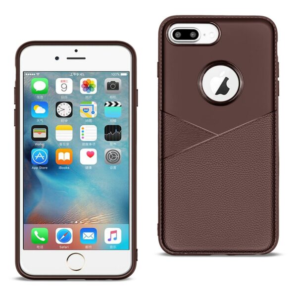 APPLE IPHONE 8 PLUS TPU Leather feel Case Leather Fit Flexible Slim Premium Case in Brown