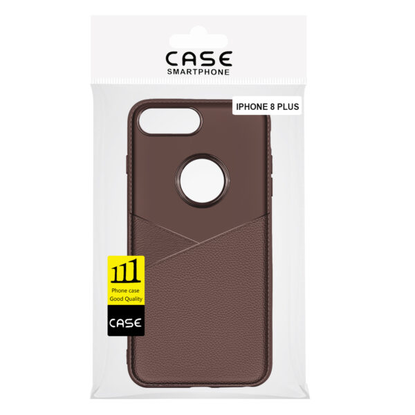 APPLE IPHONE 8 PLUS TPU Leather feel Case Leather Fit Flexible Slim Premium Case in Brown - Image 4