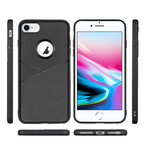 Reiko iPhone 7/8/SE2 TPU Leather feel Case Leather Fit Flexible Slim Premium Case in Black - Image 3