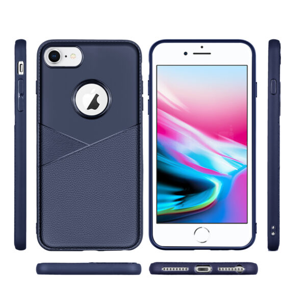 Reiko iPhone 7/8/SE2 TPU Leather feel Case Leather Fit Flexible Slim Premium Case in Blue - Image 3