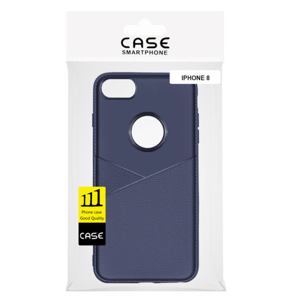 Reiko iPhone 7/8/SE2 TPU Leather feel Case Leather Fit Flexible Slim Premium Case in Blue - Image 4