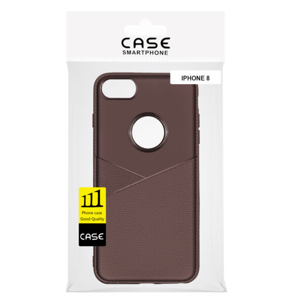 Reiko iPhone 7/8/SE2 TPU Leather feel Case Leather Fit Flexible Slim Premium Case in Brown - Image 4