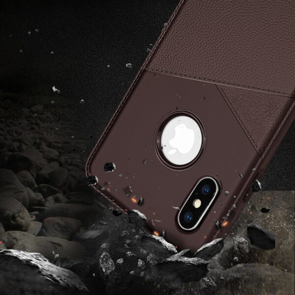 APPLE IPHONE X/XS TPU Leather feel Case Leather Fit Flexible Slim Premium Case in Brown - Image 3