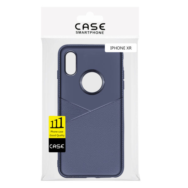 APPLE IPHONE XR TPU Leather feel Case Leather Fit Flexible Slim Premium Case in Blue - Image 4