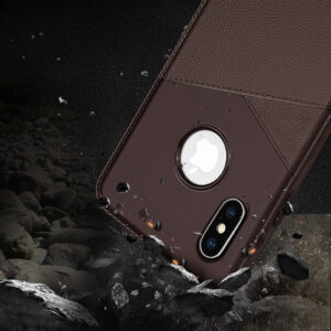 APPLE IPHONE XS MAX TPU Leather feel Case Leather Fit Flexible Slim Premium Case in Brown - Image 3