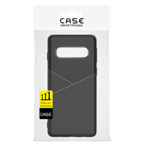 SAMSUNG GALAXY S10 Plus TPU Leather feel Case Leather Fit Flexible Slim Premium Case in Black - Image 4