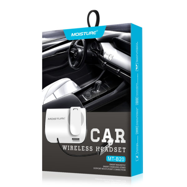 Moisture MT-B20 Bluetooth Earphones With Charger Adapter For Car In White - Image 2