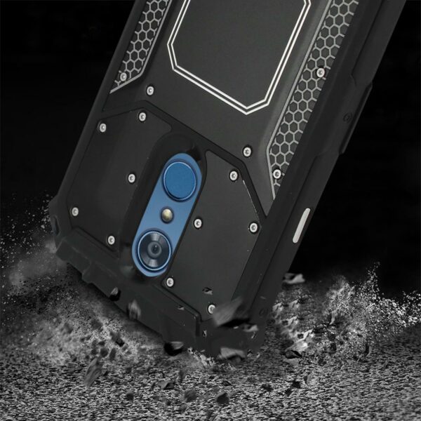LG Q7 Plus Metallic Front Cover Case In Black - Image 3
