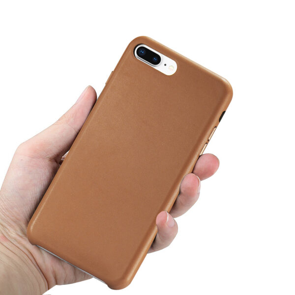 Apple iPhone 8 Plus Premium PU Leather Ultra Slim Vintage Designer Shell Back Cover In Brown - Image 3