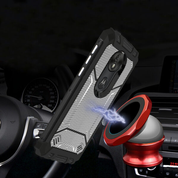MOTOROLA MOTO G7 POWER Carbon Fiber Hard-shell Case In Gray - Image 2