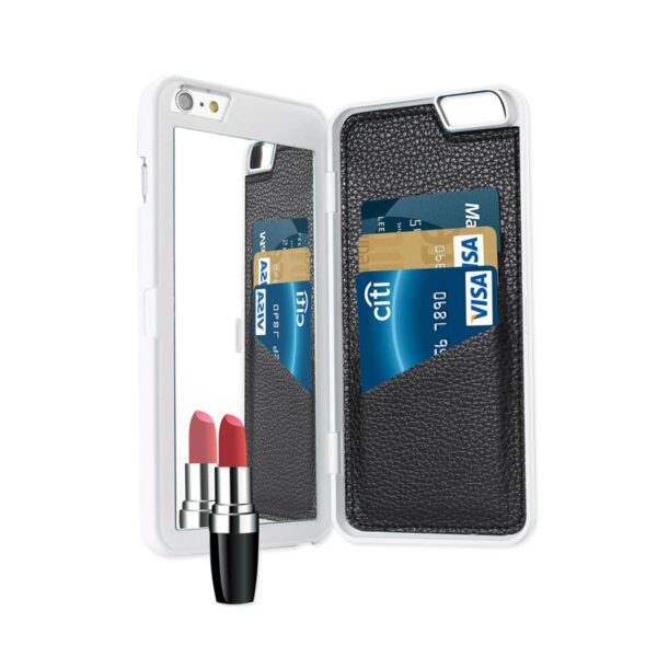 REIKO IPHONE 6 PLUS/ 6S PLUS HIDDEN MIRROR WALLET CASE WITH KICKSTAND FUNCTION IN WHITE - Image 3