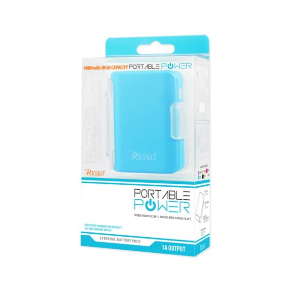 REIKO 4000MAH UNIVERSAL POWER BANK WITH CABLE IN BLUE - Image 4