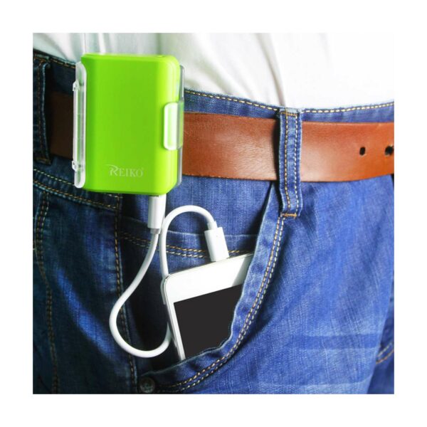 REIKO 4000MAH UNIVERSAL POWER BANK WITH CABLE IN GREEN - Image 2