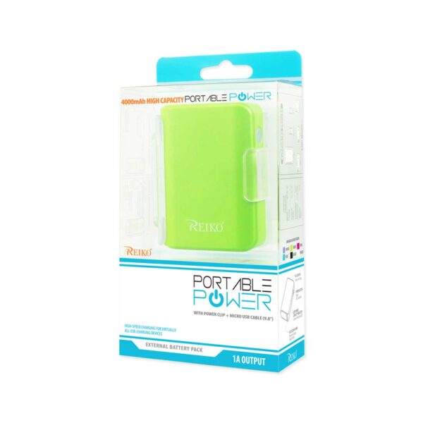 REIKO 4000MAH UNIVERSAL POWER BANK WITH CABLE IN GREEN - Image 4