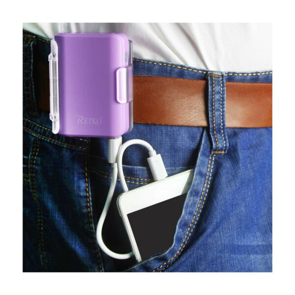 REIKO 4000MAH UNIVERSAL POWER BANK WITH CABLE IN PURPLE - Image 2