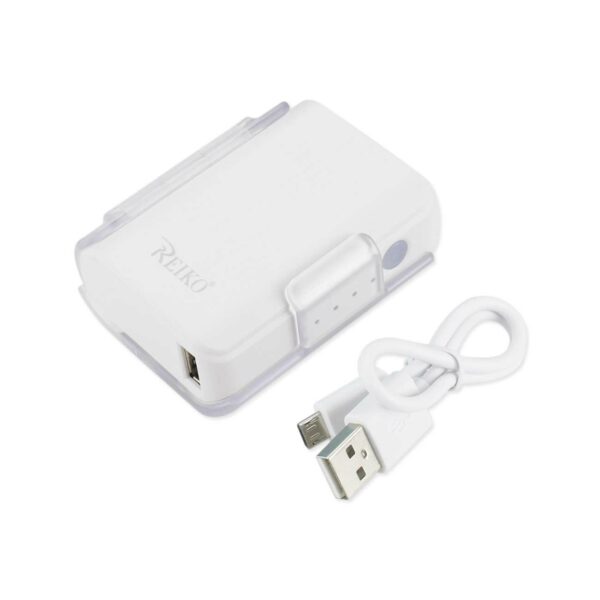 REIKO 4000MAH UNIVERSAL POWER BANK WITH CABLE IN WHITE