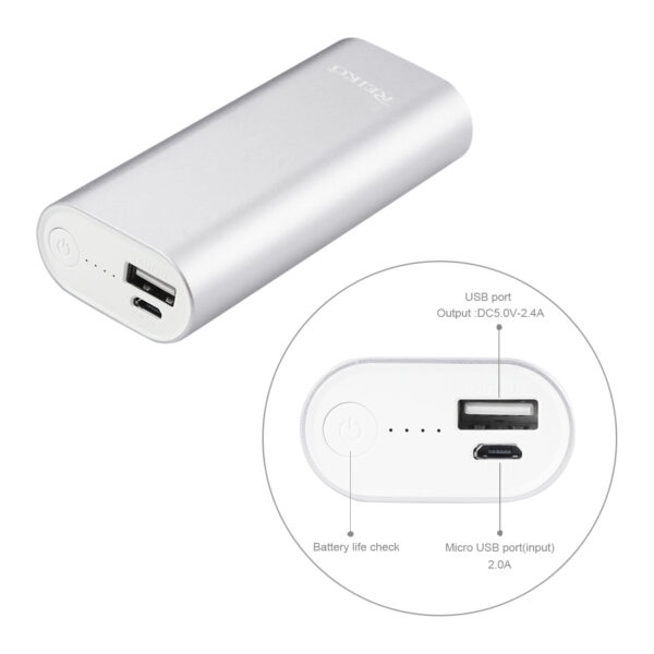 REIKO 2A5V 4800MAH UNIVERSAL POWER BANK WITH MICRO CABLE IN SILVER - Image 2
