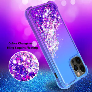 Shiny Flowing Glitter Liquid Bumper Case For APPLE IPHONE 12 PRO MAX In Blue - Image 3