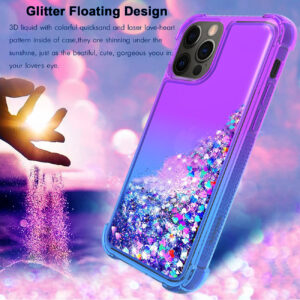 Shiny Flowing Glitter Liquid Bumper Case For APPLE IPHONE 12 PRO MAX In Purple - Image 2