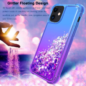 Shiny Flowing Glitter Liquid Bumper Case For APPLE IPHONE 12 MINI In Blue - Image 2