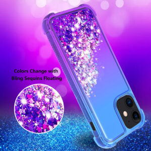 Shiny Flowing Glitter Liquid Bumper Case For APPLE IPHONE 12 MINI In Blue - Image 3