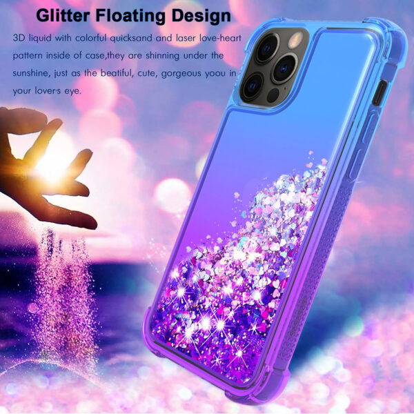 Shiny Flowing Glitter Liquid Bumper Case For APPLE IPHONE 12/IPHONE 12 PRO In Blue - Image 2