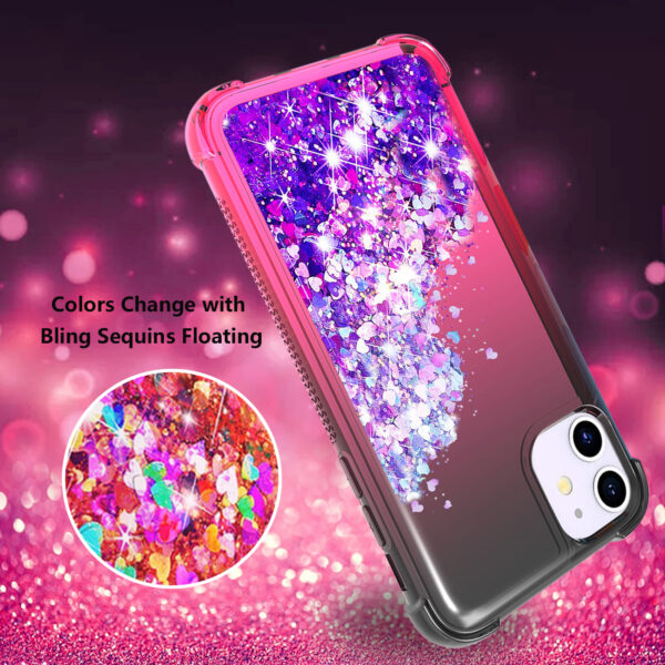 Shiny Flowing Glitter Liquid Bumper Case For APPLE IPHONE 11 In Black - Image 3