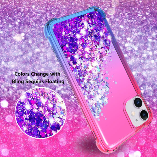 Shiny Flowing Glitter Liquid Bumper Case For APPLE IPHONE 11 In Pink - Image 3