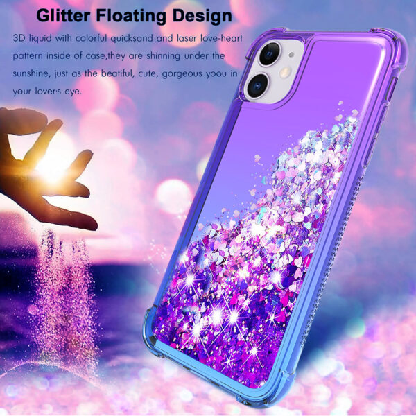 Shiny Flowing Glitter Liquid Bumper Case For APPLE IPHONE 11 In Purple - Image 2