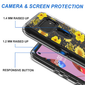 Pressed dried flower Design Phone case for LG K51 in Yellow - Image 3