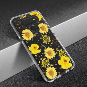 Pressed dried flower Design Phone case for LG K51 in Yellow - Image 4