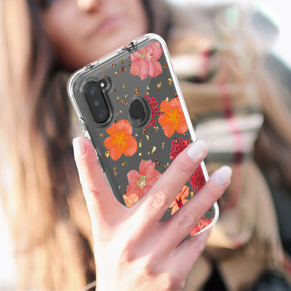 Pressed dried flower Design Phone case for SAMSUNG GALAXY A11 in Red - Image 4