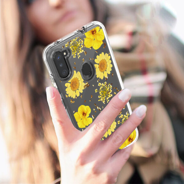Pressed dried flower Design Phone case for SAMSUNG GALAXY A11 in Yellow - Image 4