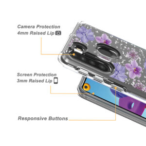 Pressed dried flower Design Phone case for SAMSUNG GALAXY A21 in Purple - Image 3