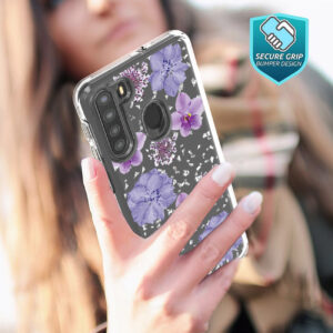 Pressed dried flower Design Phone case for SAMSUNG GALAXY A21 in Purple - Image 4