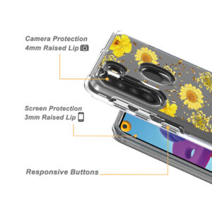 Pressed dried flower Design Phone case for SAMSUNG GALAXY A21 in Yellow - Image 3