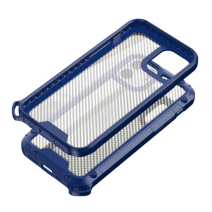 Reiko Shockproof PC Bumper Case With Carbon Fiber Pattern In Navy For iPhone 12 Mini - Image 2