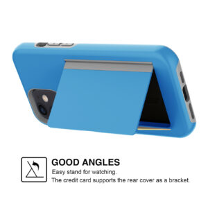 TPU PC Hybrid 2-in-1 Flip Card Holder Phone Case for Apple iPhone 12 Mini In Blue - Image 2