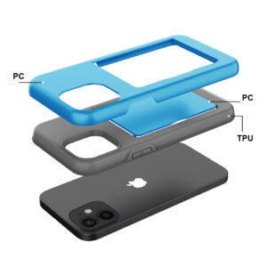 TPU PC Hybrid 2-in-1 Flip Card Holder Phone Case for Apple iPhone 12 Mini In Blue - Image 4