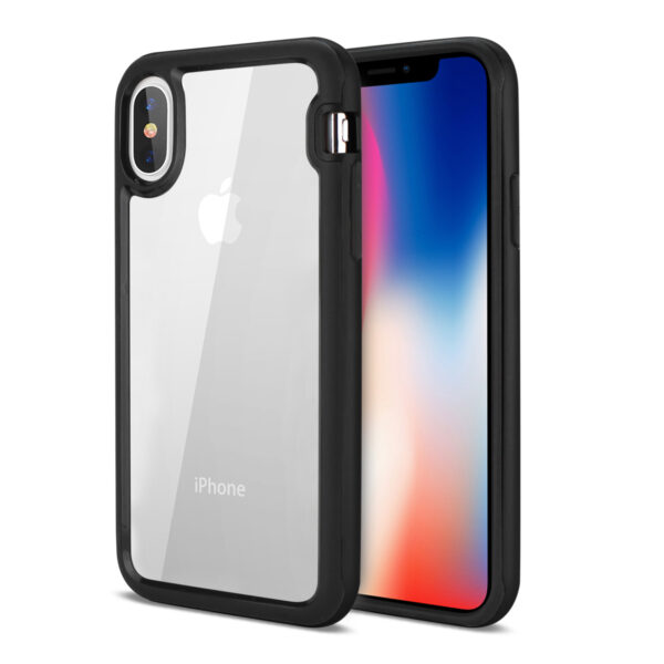 Reiko iPhone X/iPhone XS Hard Transparent Plastic TPU Case In Clear Black - Image 2