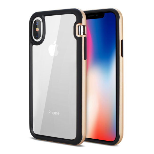 Reiko iPhone X/iPhone XS Hard Transparent Plastic TPU Case In Clear Gold - Image 2
