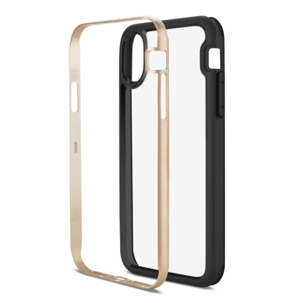 Reiko iPhone X/iPhone XS Hard Transparent Plastic TPU Case In Clear Gold - Image 3