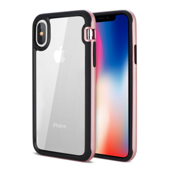 Reiko iPhone X/iPhone XS Hard Transparent Plastic TPU Case In Clear Rose Gold - Image 2