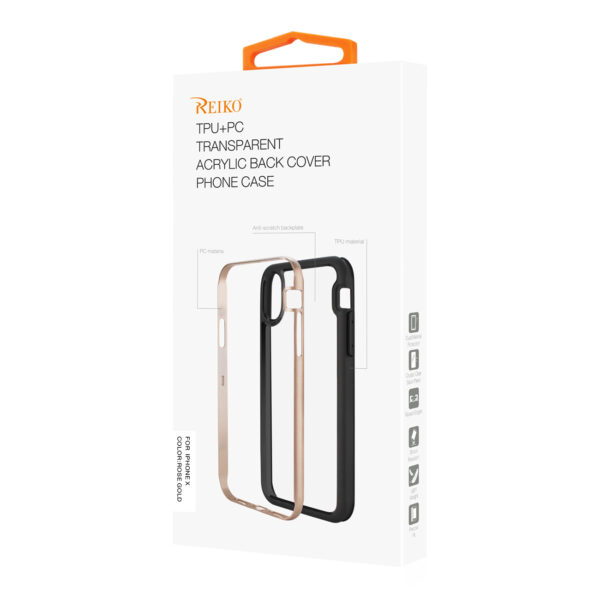 Reiko iPhone X/iPhone XS Hard Transparent Plastic TPU Case In Clear Rose Gold - Image 4