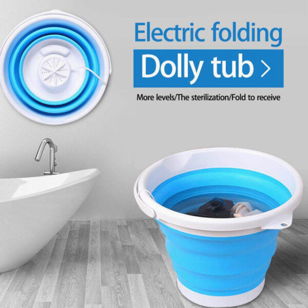 Reiko Portable Mini Turbo Washing Machine,Portable Washing Machine with Foldable Tub Compact Ultrasonic Turbine Washer Lightweight Travel Laundry Washer USB Powered Camping Dorms RV Business Trip In Blue - Image 3