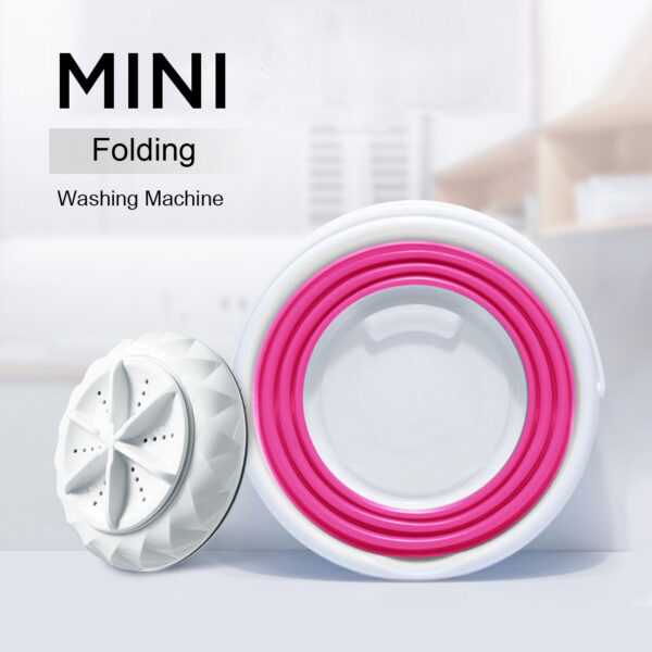 Reiko Portable Mini Turbo Washing Machine,Portable Washing Machine with Foldable Tub Compact Ultrasonic Turbine Washer Lightweight Travel Laundry Washer USB Powered Camping Dorms RV Business Trip In Pink