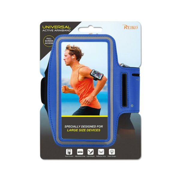 REIKO RUNNING ARMBAND WITH TOUCH SCREEN CASE 6X3X0.75 INCHES IN NAVY - Image 4