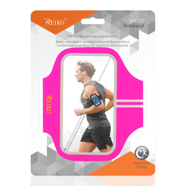 REIKO RUNNING SPORTS ARMBAND FOR IPHONE 7/ 6/ 6S OR 5 INCHES DEVICE IN PINK (5x5 INCHES) - Image 4