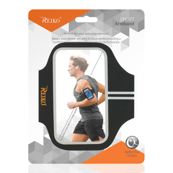 REIKO RUNNING SPORTS ARMBAND FOR IPHONE 7 PLUS/ 6S PLUS OR 5.5 INCHES DEVICE IN BLACK (5.5x5.5 INCHES) - Image 4